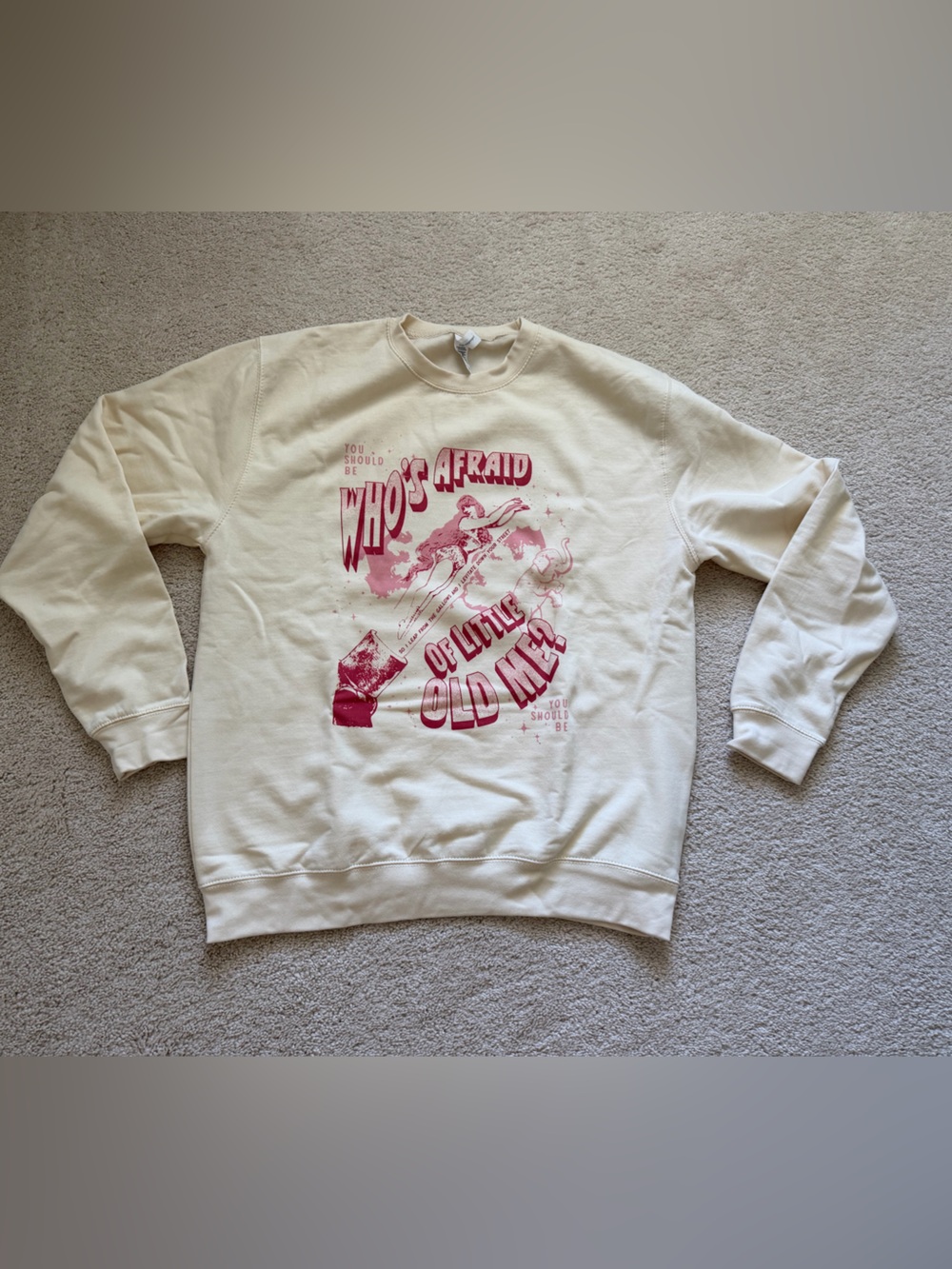 Taylor Swift Who’s afraid of little old me cream sweatshirt XL